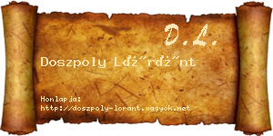 Doszpoly Lóránt névjegykártya